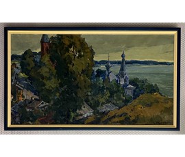 Фото: Шибнёв А.Д. Каталожная работа "Старый Браслав", 1972г. Холст, масло. Размер с рамой 61,5х104 см. № 3789 - Артикул №3789