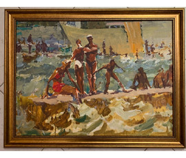 Дорошевич Ф.И "На море". картон, масло. Размер 48х66 см. без рамы. № 2597