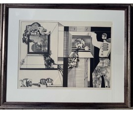 Скрипниченко Г.С. Художник-сюрреалист, "белорусский Дали". Литография. Размер с рамой и паспарту 69,5х56,5 см. № 3658