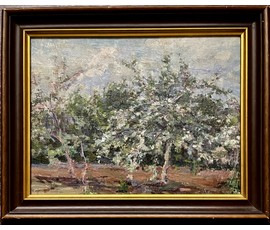 Зайцев Е.А "Яблони цветут", холст, масло, картон. Размер 30х40 см. № 3259