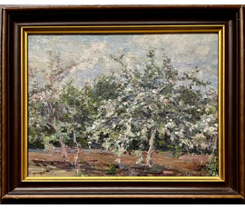 Зайцев Е.А "Яблони цветут", холст, масло, картон. Размер 30х40 см. № 3259