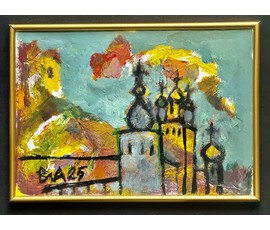 Акулов В.И "Прошлая кремлёвская вязь", 2025г. Оргалит, масло. Размер 30х23 см. № 3881