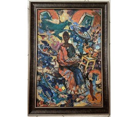 Кищенко А.М "Рождество", 1996г. ДВП, масло. Размер 60х40 см. с рамой 69,5х49,5 см. № 3141