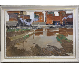 Данциг М.В. Каталожная работа "Трудовые будни", 1963г. Картон, темпера. Размер 68х100 см. № 3874