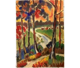 Звонков И.Г. Пейзаж, акварель, размер 38х54 см. № 2444