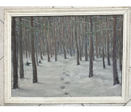 Бржозовский Г.Ф "Зимний лес", холст, масло на картоне. Размер 62,5х47 см. № 3463