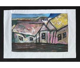 Акулов В.И "Танцующие дома", 2020г. Смешанная техника. Размер 33х48 см. № 3524