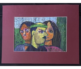 Акулов В.И "Меж двух огней",2022г. Бумага, акрил. Размер 55х71,5 см. № 3521