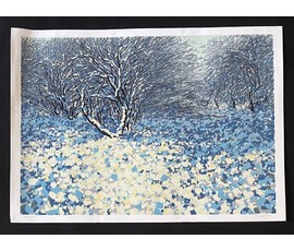Тихонов В.П "Зима в старом саду", 1998г. Шелкография. Размер 46х64 см. № 3525