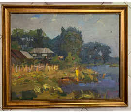 Фото: Дорошевич Ф.И "Под Минском".Холст, масло, картон. Размер без рамы 50х63 см. - Артикул №2598
