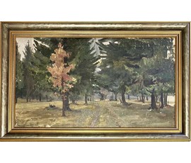 Бржозовский Г.Ф "Дорога", холст, масло. Размер 65х36,5 см. № 3480
