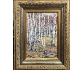Жолток В.К "Родные берёзки", 1970г. Холст, масло. Размер 40,5х28 см. № 3558