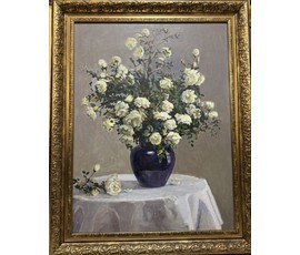 Фото: Бржозовский Г.Ф "Белые розы", 1975г. Холст, масло. Размер 80х60 см. № 2543 - Артикул №2543
