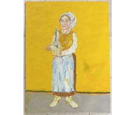 Ржеусский А.(Ржеутский А) "Девушка на жёлтом фоне", холст, масло. Размер 60х80 см. № 3689
