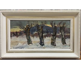 Данциг М.В "За городом", 1965г. Холст, масло на картоне. Размер с родной рамой 65х40 см. № 3700