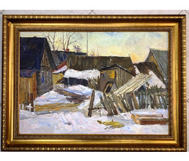 Фото: Довгялло М.Х (1908-1978) "Зима в деревне" 1957г. Картон,масло. Размер 69,5х48 см. - Артикул № 1971
