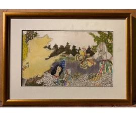 Селещук Н.М "На рэчцы",1975г. Акварель,размер 24,5х40 см. № 2126