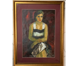 Рей И.П Портрет,1972г. Бумага, масло. Размер 72х48 см. С рамой 92х70 см.№1850
