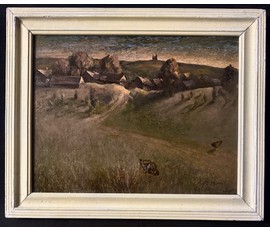 Скрипниченко Г.С "Час палявання", 1977г. ДВП, масло. Размер с рамой 51х41 см. № 3939