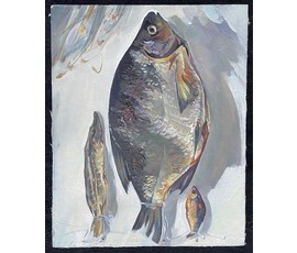 Тоболич М.Е "Рыбы", 1986г. Холст, масло. Размер 50х40 см. № 2676