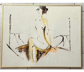 Песин Валерий "Ню", 1999г. Бумага, масло.Размер 57х44,5 см. № 3116