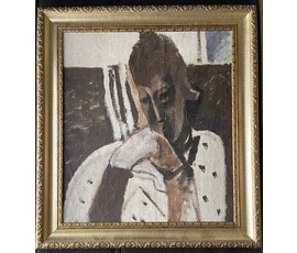 Кищенко А.М "Задумчивость", 1970 г. Холст, ДВП, масло. Размер с рамой 64х70 см. № 3215