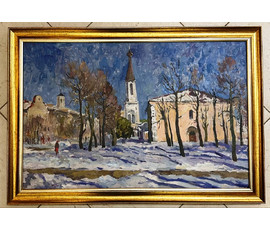 Фото: Лихоненко Н.И. Городской пейзаж. ДВП, масло. Размер 78х54см. № 3278 - Артикул №3278