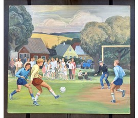 Шадзевский А.Б "Футбольный день",1985г. Оргалит, темпера. Размер 80х90 см. № 3804
