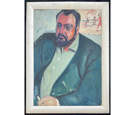 Щемелёв Л.Д "Борис Усс", 1960г. Картон, масло. Размер 74х52 см. № 2680