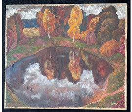 Ландарский Р.Е "Озеро", 1966г. Холст, масло. Размер 47х54 см. № 2682
