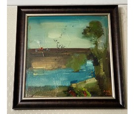 Щемелёв Л.Д "Мая Беларусь", 1981г. ДВП, масло. Размер с рамой 42,5х42,5 см. № 3666