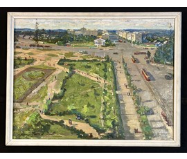 Корженевский А.С "Витебск.Площадь Черняховского", 1965г. Картон, масло. Размер с рамой 54х70 см. № 3827