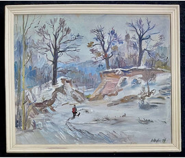 Фото: Юзвук В.С "Зімовы дзень", 1996г. Холст, масло. Размер 60х50 см. № 2703 - Артикул №2703