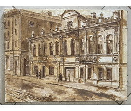 Меляшкевич Ф.Ф "Минск, ул. Мясникова". Холст, масло. Размер 46,5х 35,5 см. № 3202