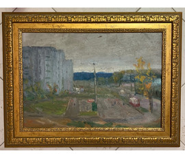 Рей И.П "Городская окраина. Минск", 1979г. Картон, масло.Размер 35х50 см. № 2844