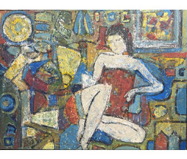Лисовский А.С "Изумрудный вечер.Задумчивость", 2019 г. Холст, акрил. Размер 80х60 см. № 4106