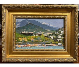 Маслеников П.В "На море", 1976г. Картон, масло. Размер 20х31 см. № 3240