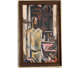Кищенко А.М. «В мастерской», 1979г. Холст, масло. Размер в раме 83х54 см. №1481