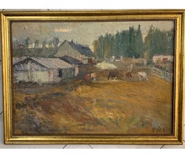 Рей Иван Петрович. " Пейзаж с лошадками ". 1982г. 50х70см. № 1895