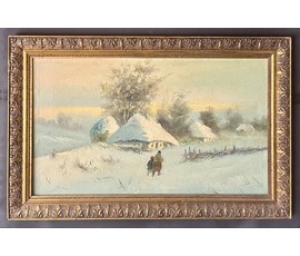 Поторока Д. Орельский (Орленский) "Зимний пейзаж". Первая половина 20 века. Холст, масло. Размер с родной рамой 50х80 см. № 3597