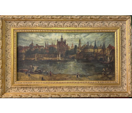 Фото: Пейзаж. Европа, 1875 год. Подпись автора. Холст, масло. Размер с рамой 45,5 х72 см. № 3837 - Артикул №3837