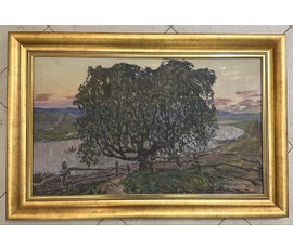 Аракчеев Б.В "Летний вечер", 1963г. Холст, масло. Размер 48х80 см. Вариант каталожной работы "Вечер на Свислочи" № 3261