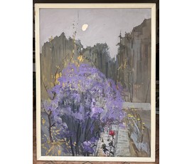 Цвирко В.К "Тёплый вечер", 1975г. ДВП, темпера. Размер с родной рамой 128,5х169 см. № 3714