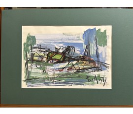 Акулов В.И "Минималистический пейзаж", 1994г. Смешанная техника. Размер 43х61 см. № 3477