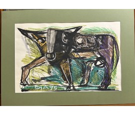 Акулов В.И "Альфа-самец",1995г. Смешанная техника. Размер 43х61 см. № 3476