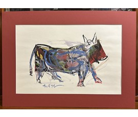 Акулов В.И "На корриду",1994г. Смешанная техника. Размер 43х62 см. № 3472