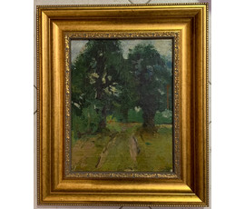 Фото: Зайцев Е.А "Дорога к лесу", 1963г. Холст, масло. Размер 31,5х25 см. № 2744 - Артикул №2744
