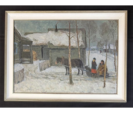 Фото: Козловский А.С "Разговор",1985г. Картон, масло. Размер с рамой 60х80 см. № 3799 - Артикул №3799
