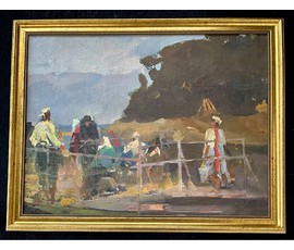 Дорошевич Ф.И. "На переправе". Холст, масло, картон.Размер 45х71,5 см. № 2605