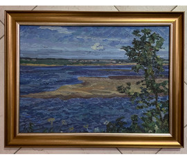 Попович М.И "На Мезени", 1977г. Картон, масло. Размер 48х35 см. № 2749